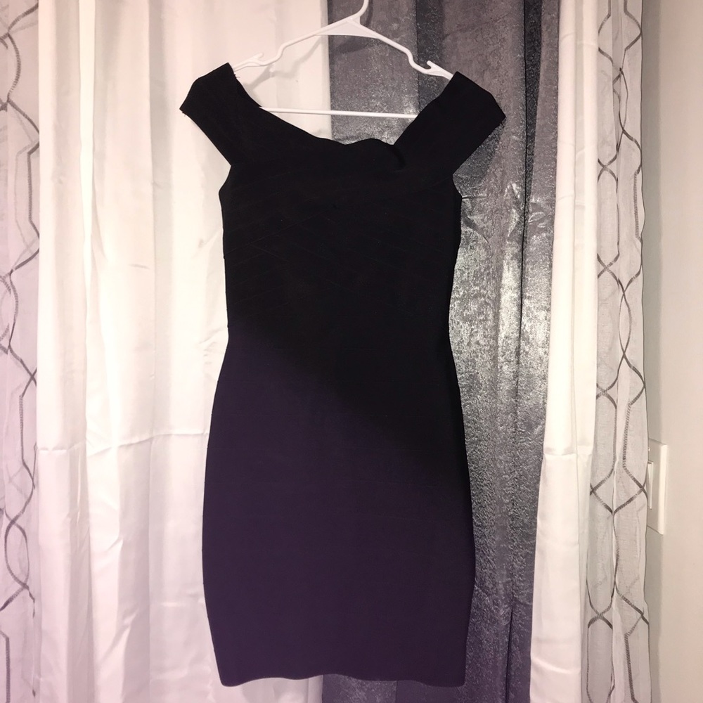 Black off shoulder bandage dress size M